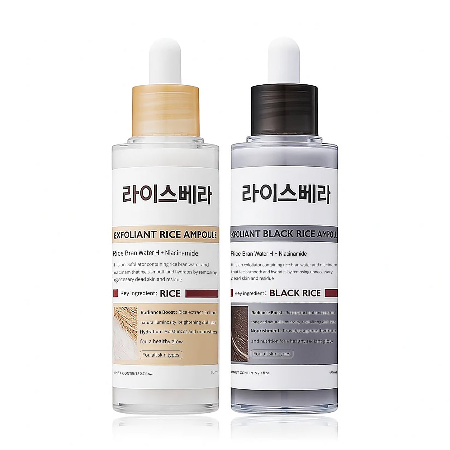 Rice Ampoule Duo (2 Bottles) – Clears Blackheads & Whiteheads, Revives Dull & Dry Skin. Safe for All Skin Types.