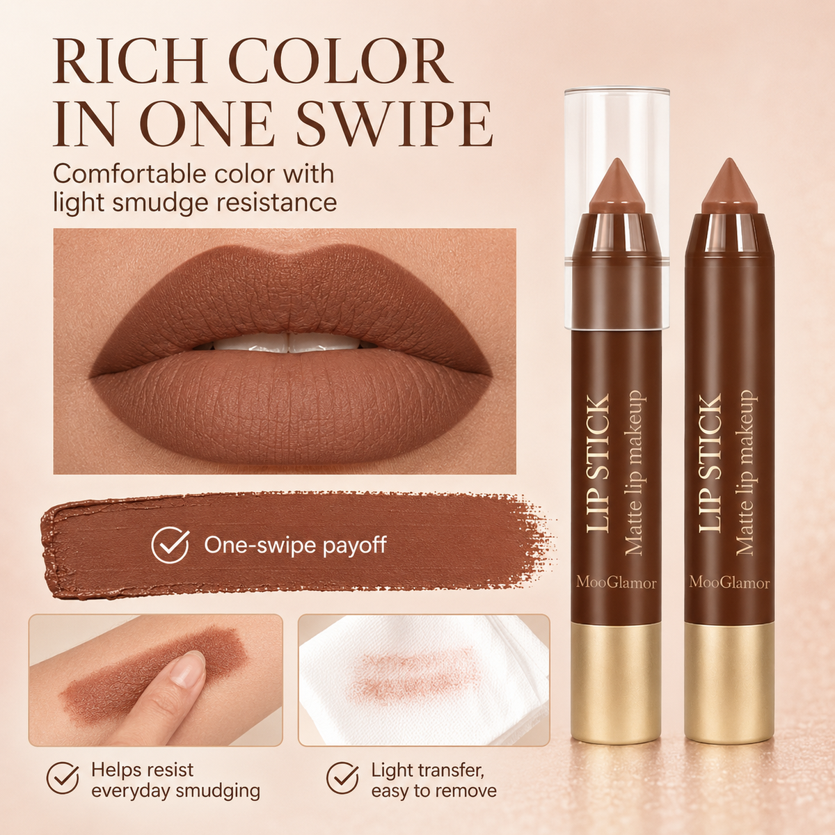 6-Piece Matte Creamy Lipstick Pencil Set