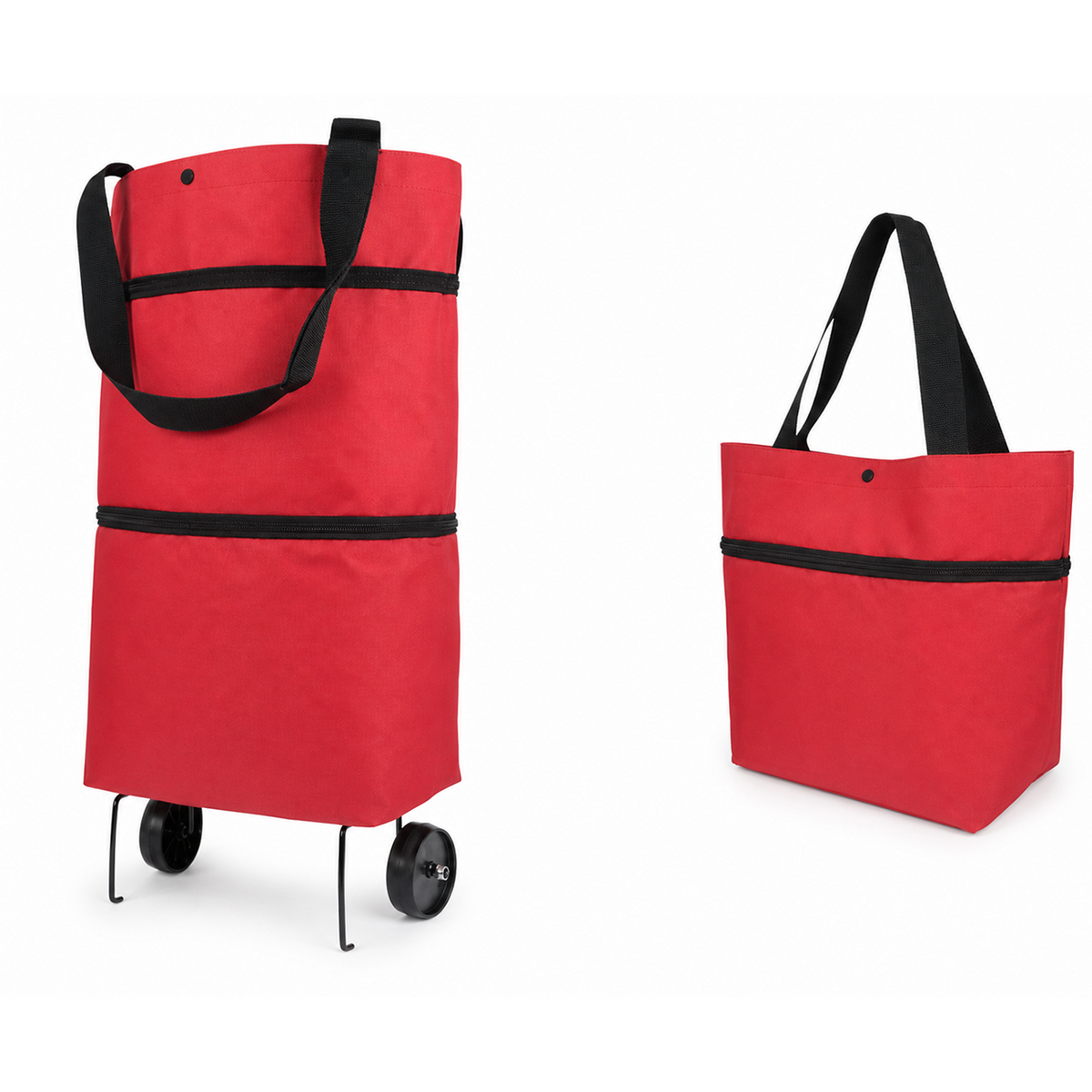2 in 1 Foldable Shopping Trolley Bag with Wheels