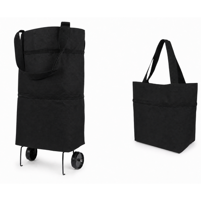 2 in 1 Foldable Shopping Trolley Bag with Wheels