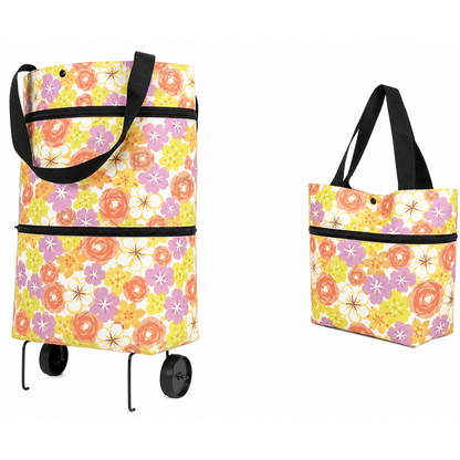 2 in 1 Foldable Shopping Trolley Bag with Wheels