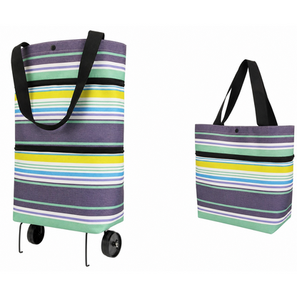 2 in 1 Foldable Shopping Trolley Bag with Wheels
