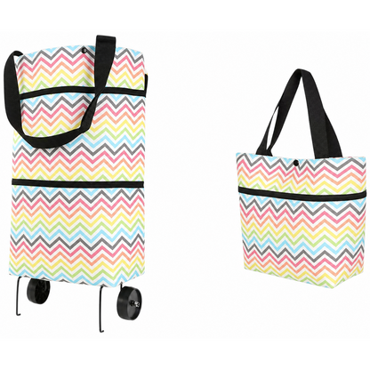 2 in 1 Foldable Shopping Trolley Bag with Wheels
