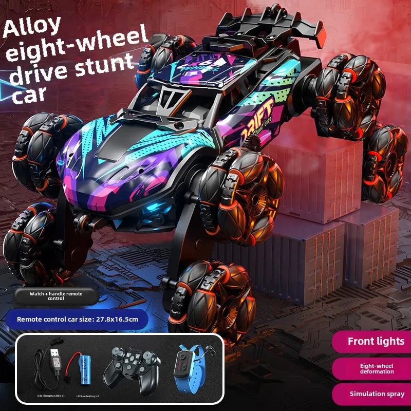 6/8 Wheels High Speed Remote Controlled Cars Toy Spray Twisting Stunt Drift Car with LED Lights RC Cars Toys for Adults Children