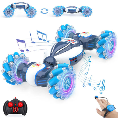 4WD Drift Stunt Car 1:18 Remote Control Car with Music Light RC Cars Off Road On Road Watch Gesture Sensor Rotation Car Kids Toy