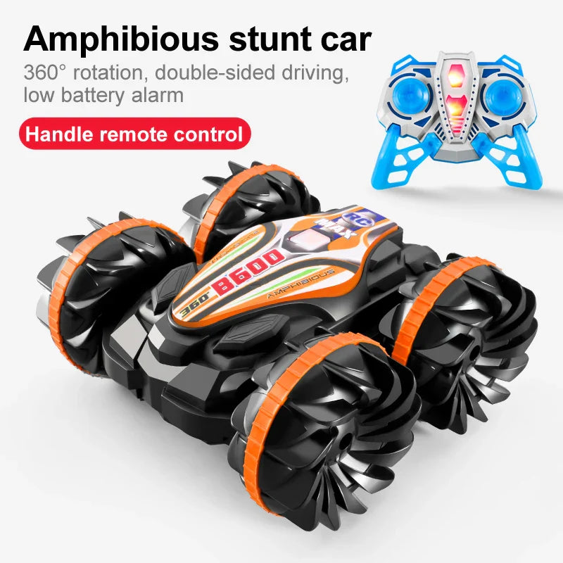 Remote Control Car 2.4G Rc Boat Waterproof Controlled Amphibious Stunt Car 4WD All Terrain Beach Pool Toys for Boys Girls Gift