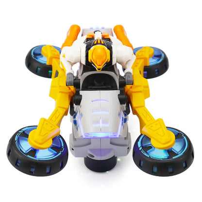 Electric Stunt Transformable Motorcycle Children Toy 360 Degree Rotating light Music Transformable Toy Car Christmas Gift