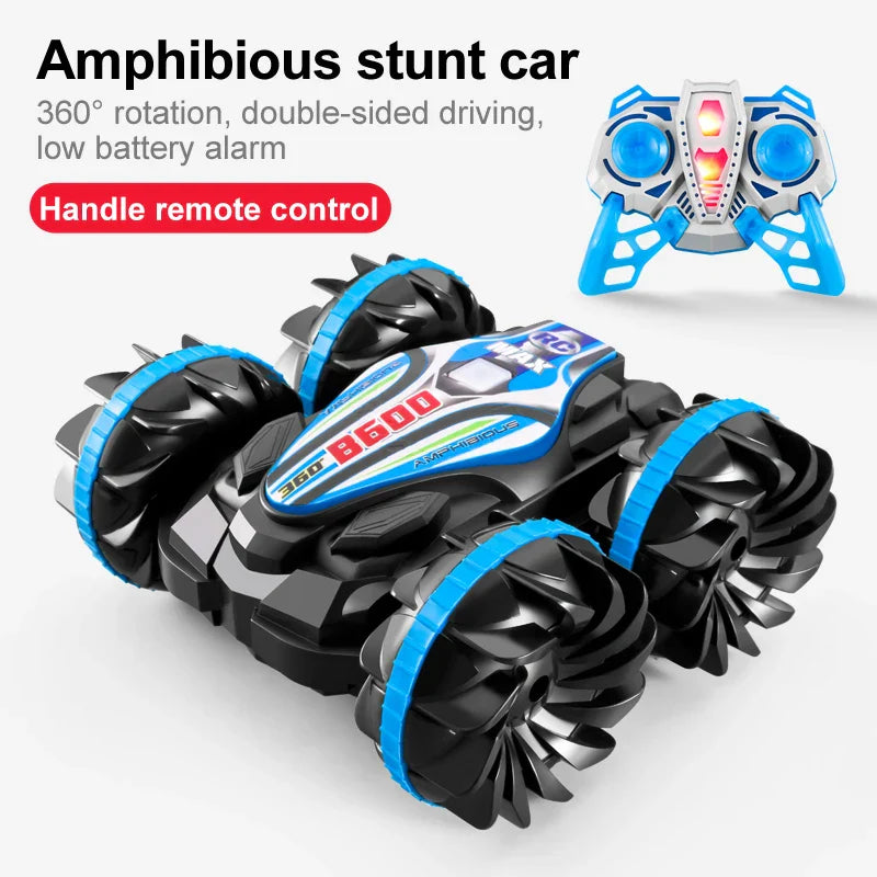 Remote Control Car 2.4G Rc Boat Waterproof Controlled Amphibious Stunt Car 4WD All Terrain Beach Pool Toys for Boys Girls Gift