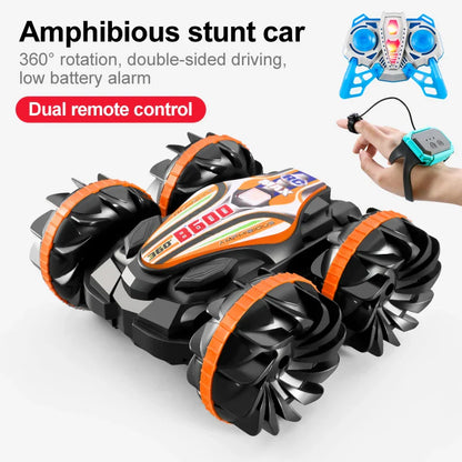 Remote Control Car 2.4G Rc Boat Waterproof Controlled Amphibious Stunt Car 4WD All Terrain Beach Pool Toys for Boys Girls Gift