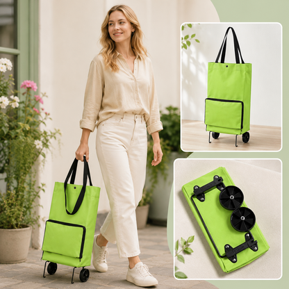 2 in 1 Foldable Shopping Trolley Bag with Wheels